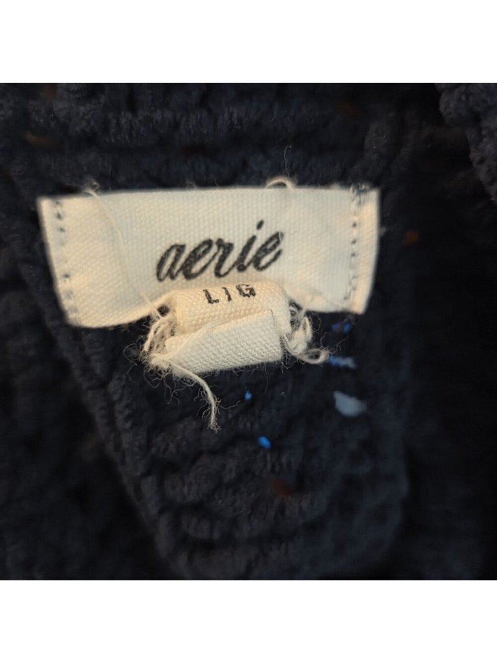 Aerie Women's Cable Car Navy Chunky Cable Knit Quarter Zip Sweater L - Picture 7 of 9